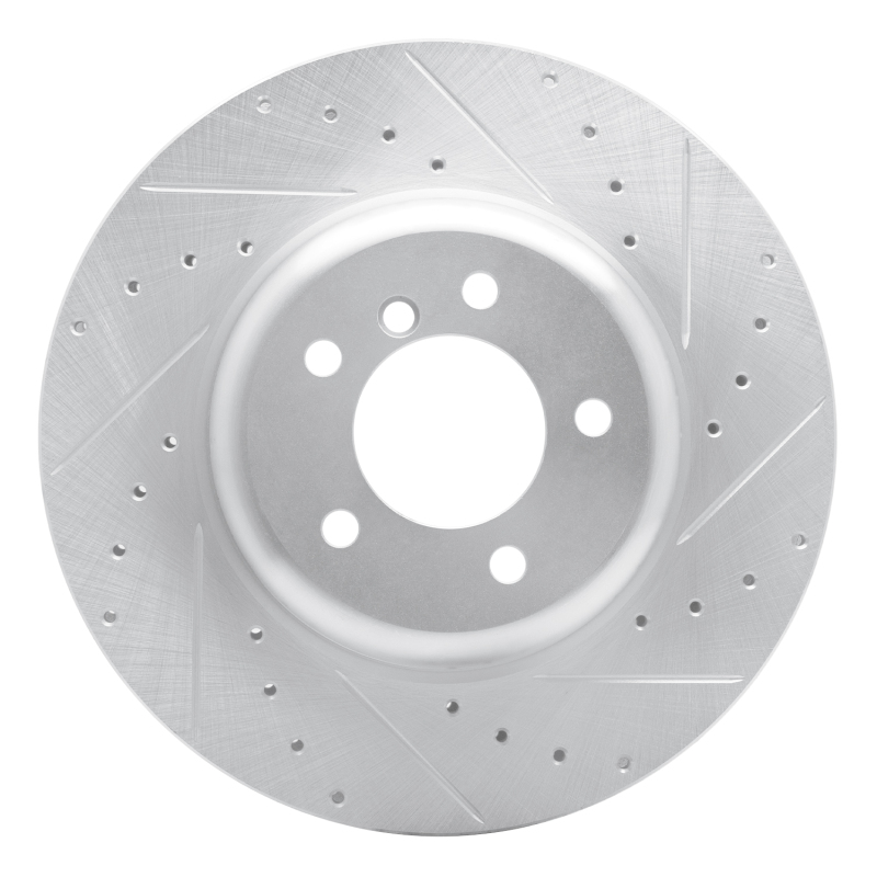 BMW 650I Coupe Brake Rotor (1) - Front Right - R1 Concepts - Drilled & Slotted - Silver - `04-`10